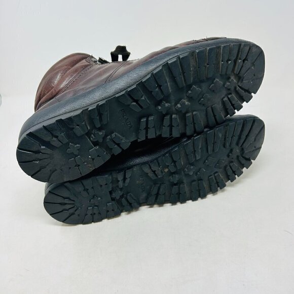 Prada Brown Sneakers with Distressed Leather and Rugged Sole - Picture 12 of 13